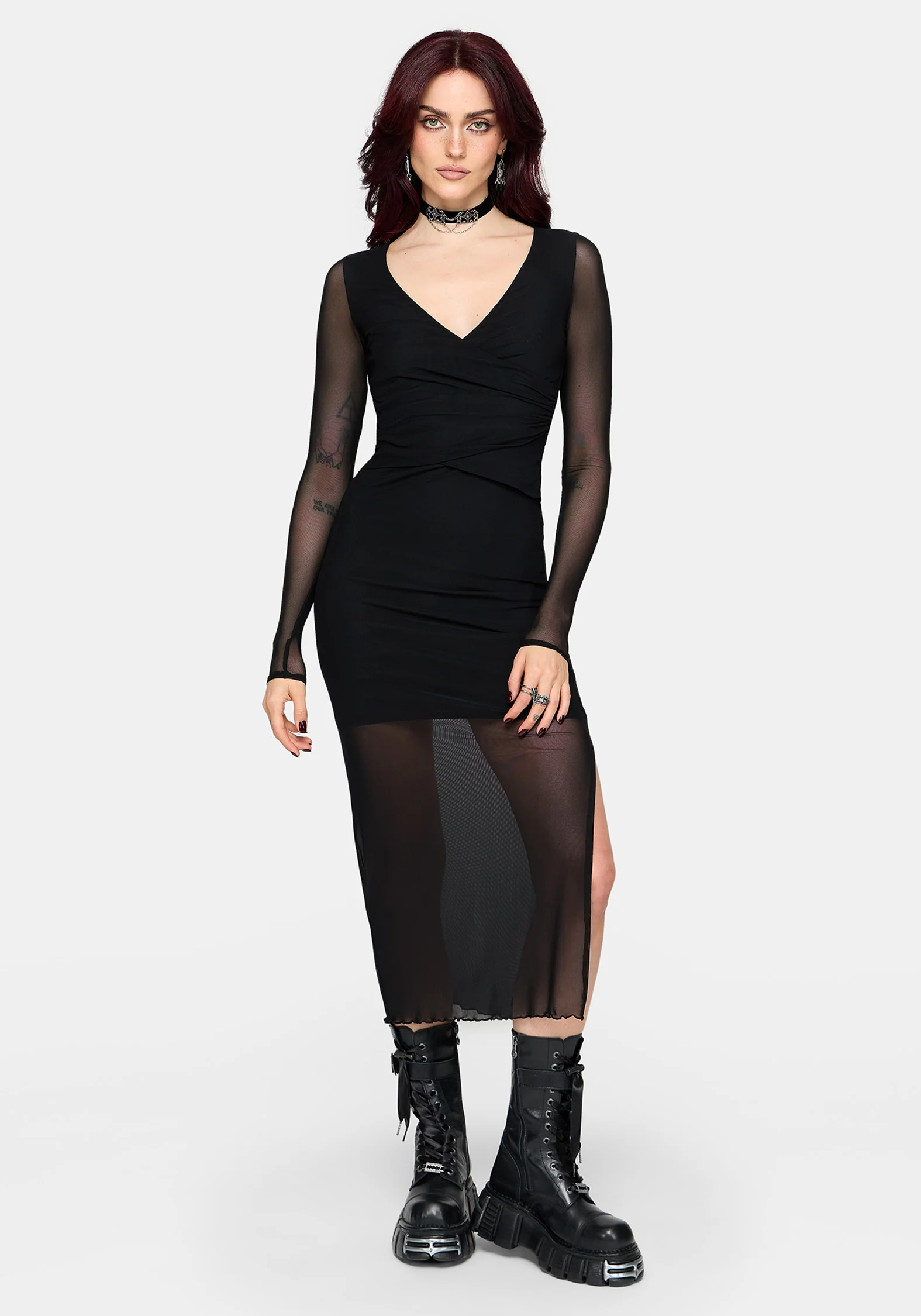 Zillah Ruched Wrap Mesh Midaxi Dress - Image 2