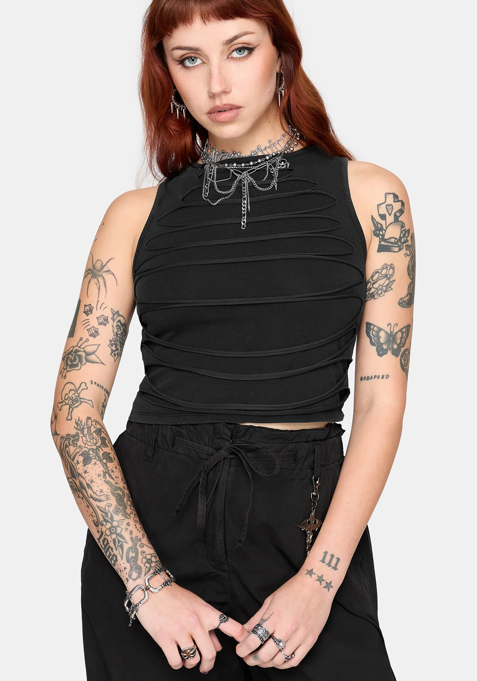 Zuri Distressed Slash Neck Tank Top - Image 4